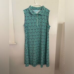 Anthony's Resort Wear - Ruffle Dress (XL, Green/Black/White)